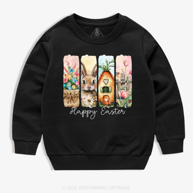 Happy Easter Floral Spring Kid's Sweatshirt