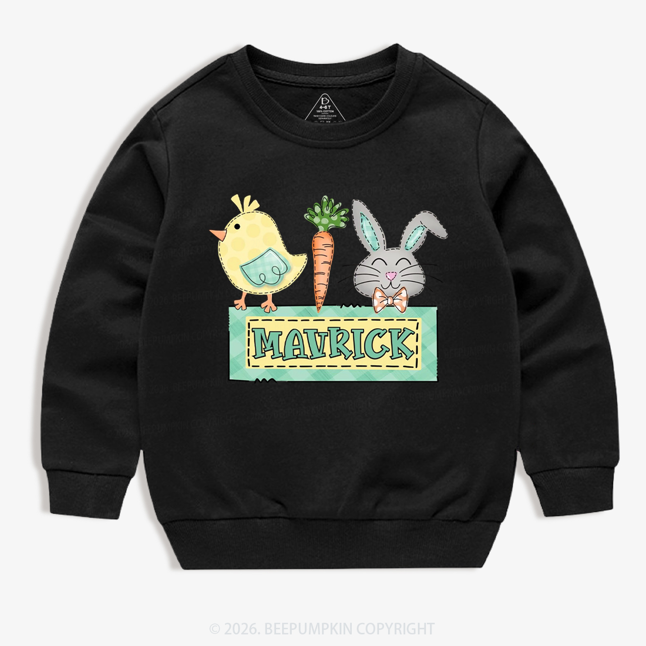 Personalized Name Easter Bunny Carrot Kid's Sweatshirt