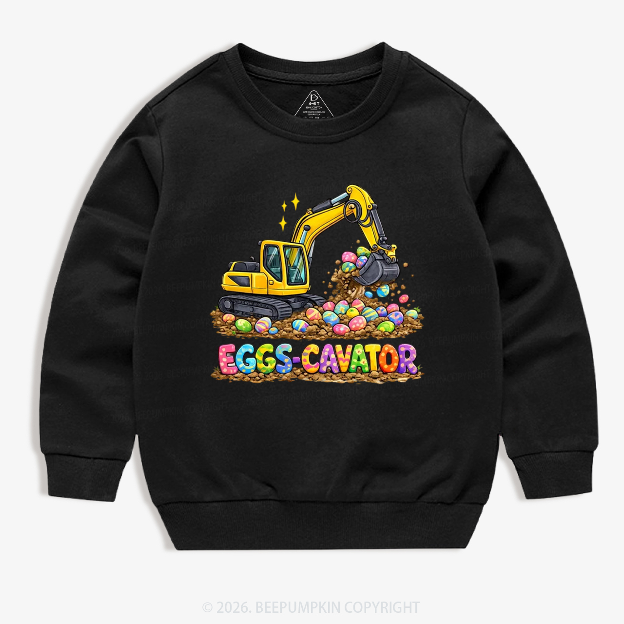 Eggs-Cavator Excavator Easter Kid's Sweatshirt