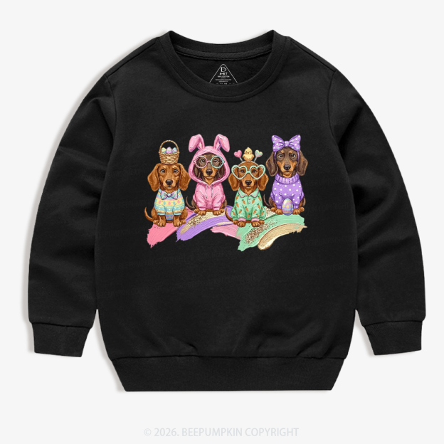 Easter Dog Cute Dachshund Kid's Sweatshirt