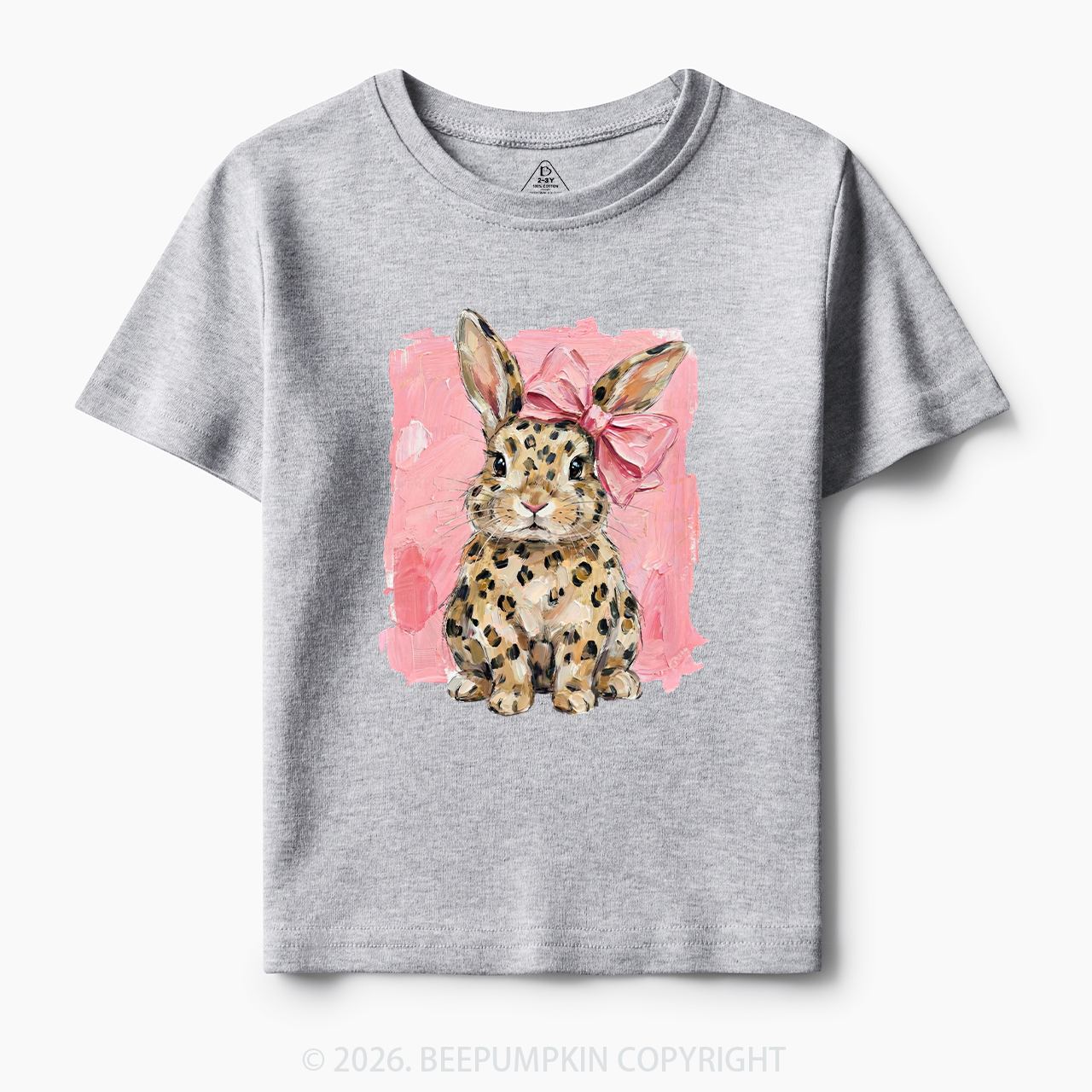 Oil Paint Leopard & Pink Bow Coquette Bunny Toddler&Kid's Tees