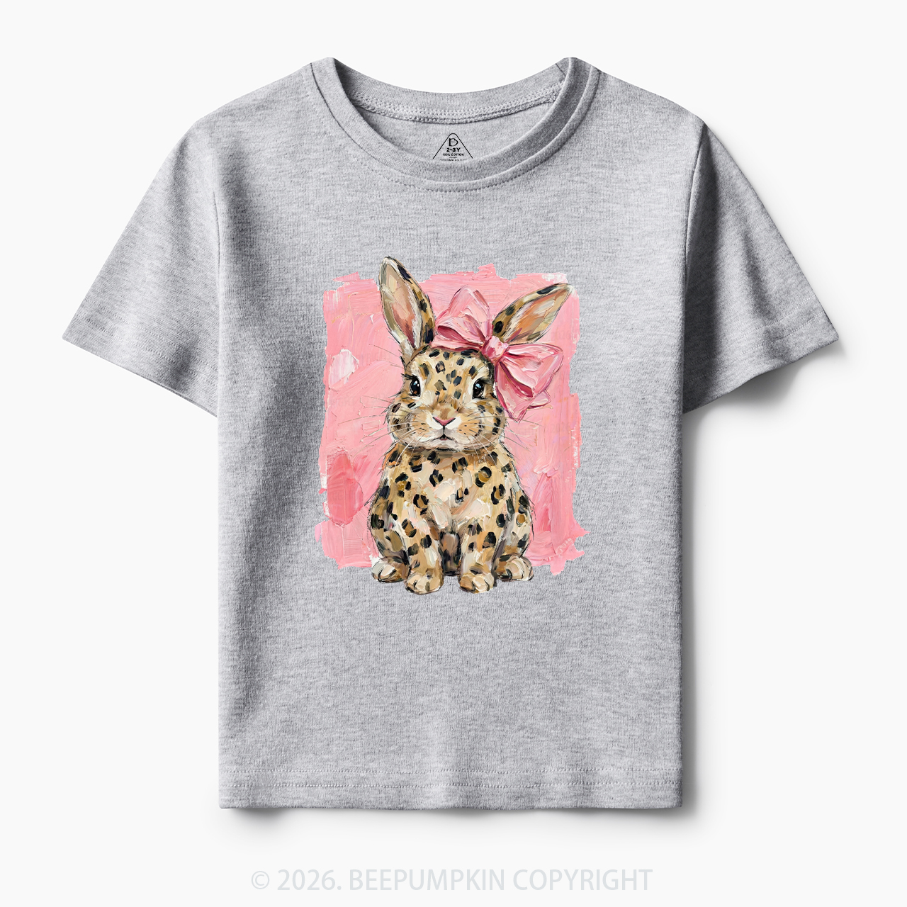 Oil Paint Leopard & Pink Bow Coquette Bunny Toddler&Kid's Tees