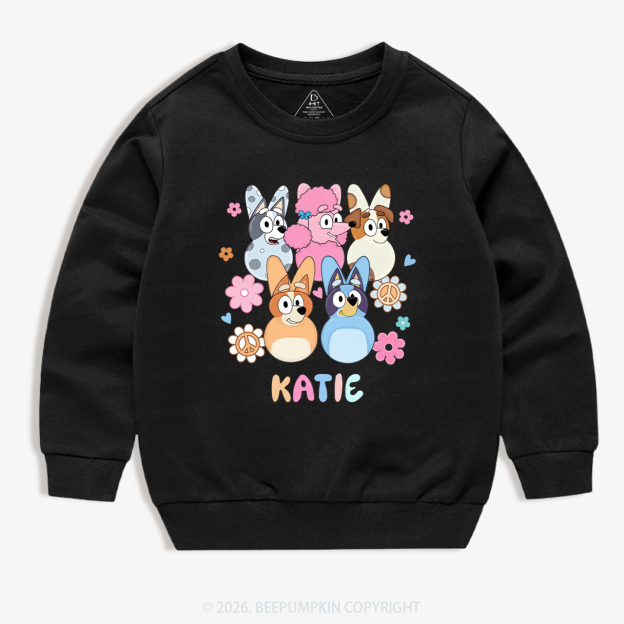 Personalized Cartoon Dog Easter Kid's Sweatshirt