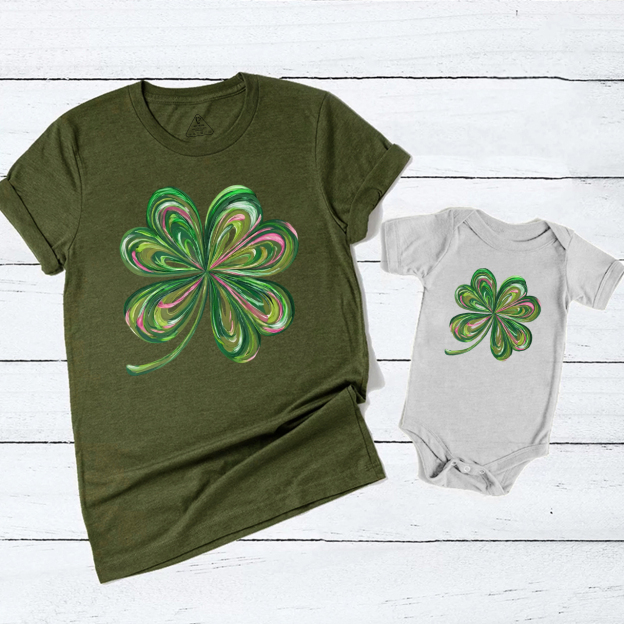 Lucky Shamrock Saint Patrick's Party Mom&Me Matching T-Shirts