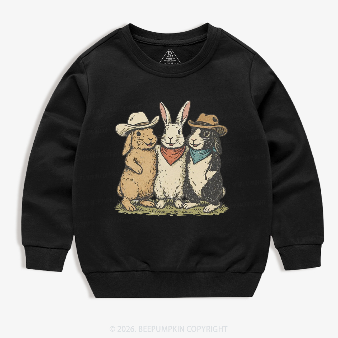 Western Bunnies Easter Kid's Sweatshirt