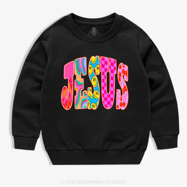 Jesus Loves Me Retro Colorful Kid's Sweatshirt