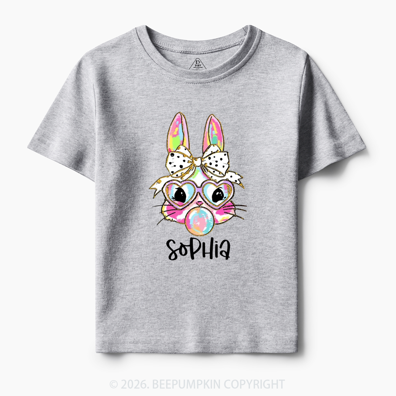 Personalized Kid Name Easter Bunny Coquette Bow Toddler&Kid's Tees