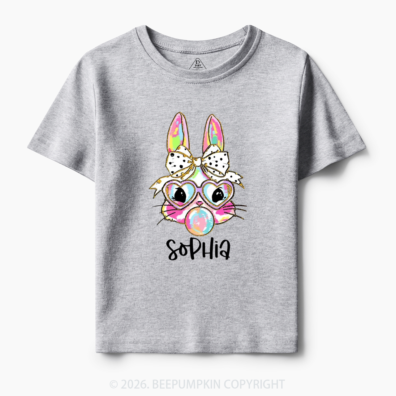 Personalized Kid Name Easter Bunny Coquette Bow Toddler&Kid's Tees