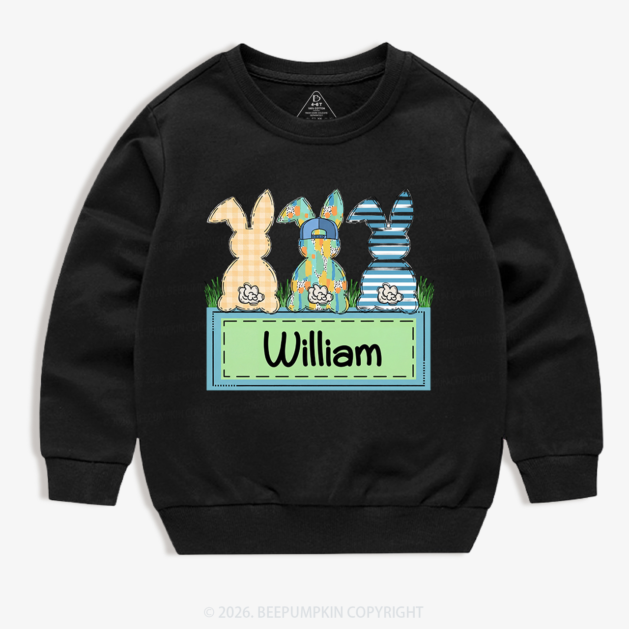 Personalized Name Retro Happy Easter Kid's Sweatshirt