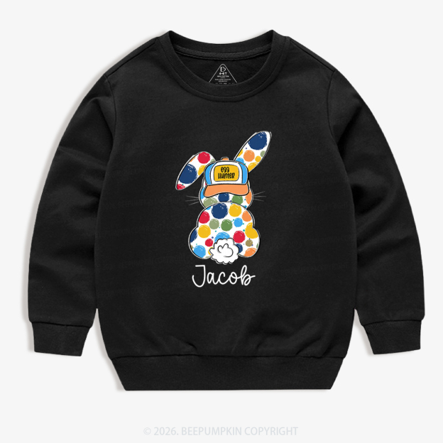 Personalized Name Easter Coquette Bow Bunny Kid's Sweatshirt