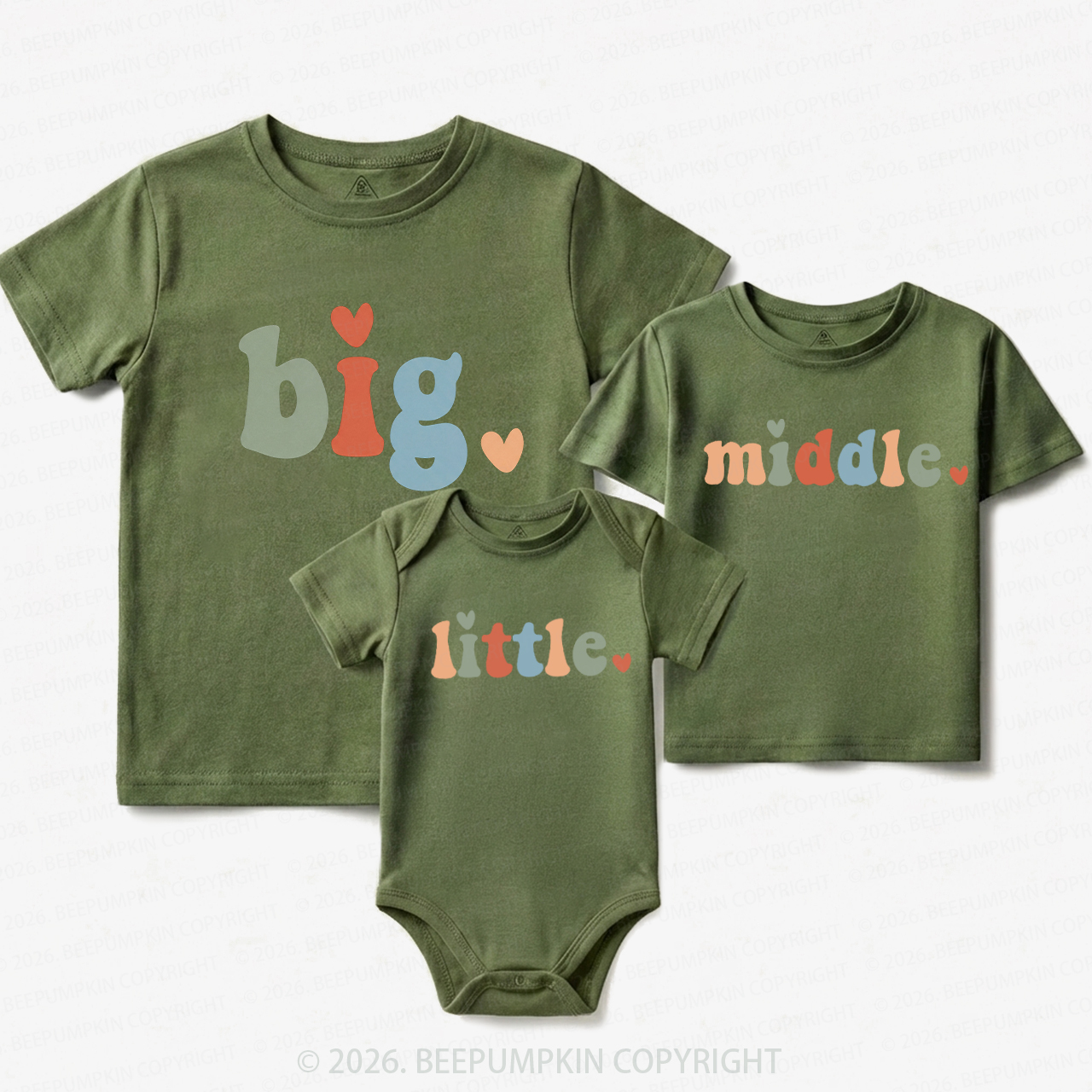 Big Middle Little Matching Tees For Siblings