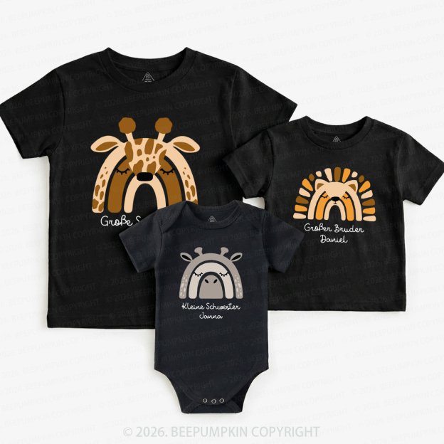 Personalized Name Cartoon Matching Tees For Siblings