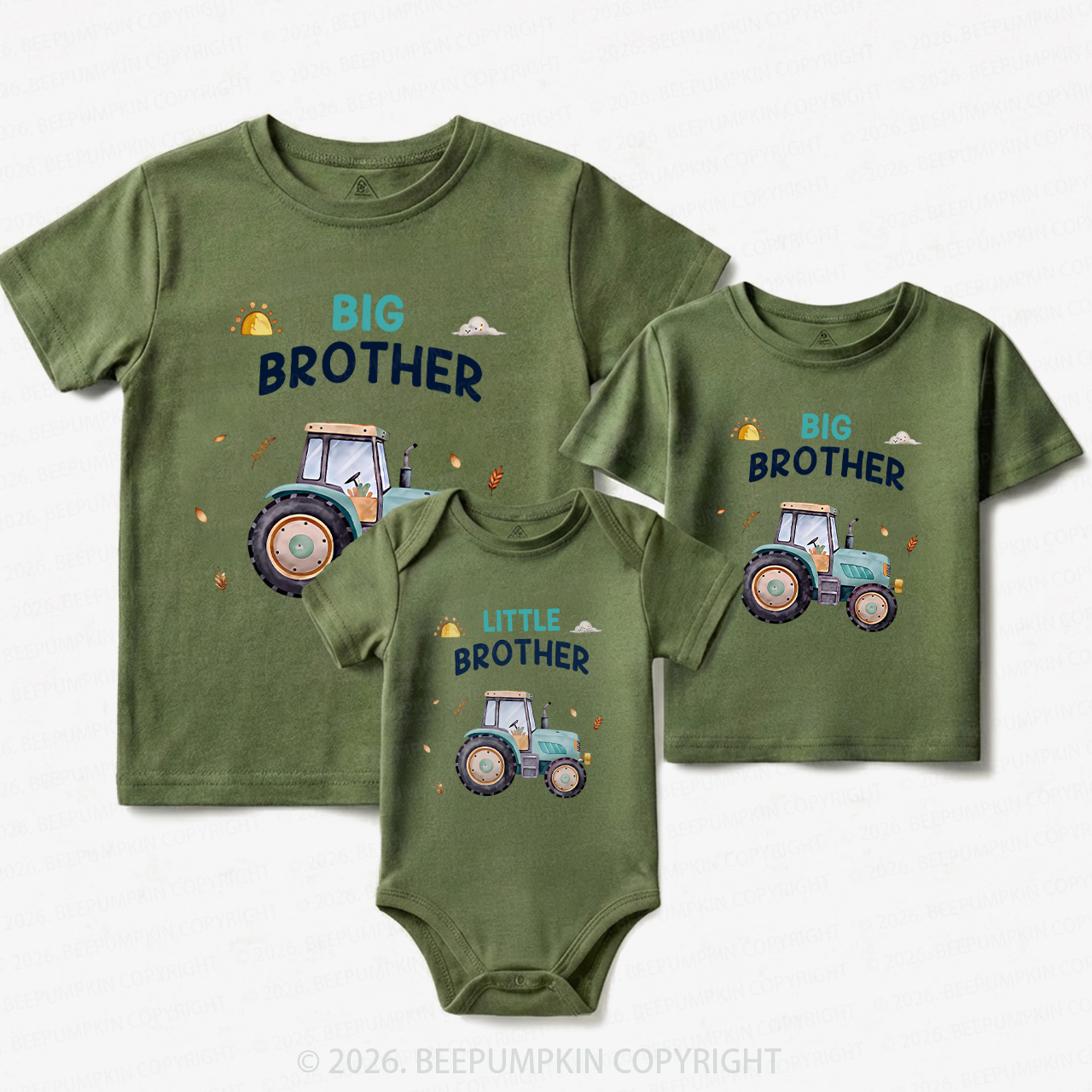 Big Brother & Little Brother Tractor Matching Tees For Siblings
