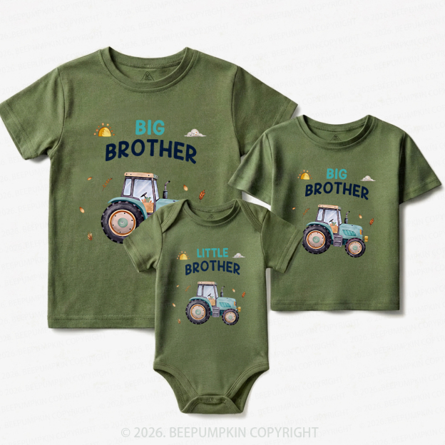 Big Brother & Little Brother Tractor Matching Tees For Siblings
