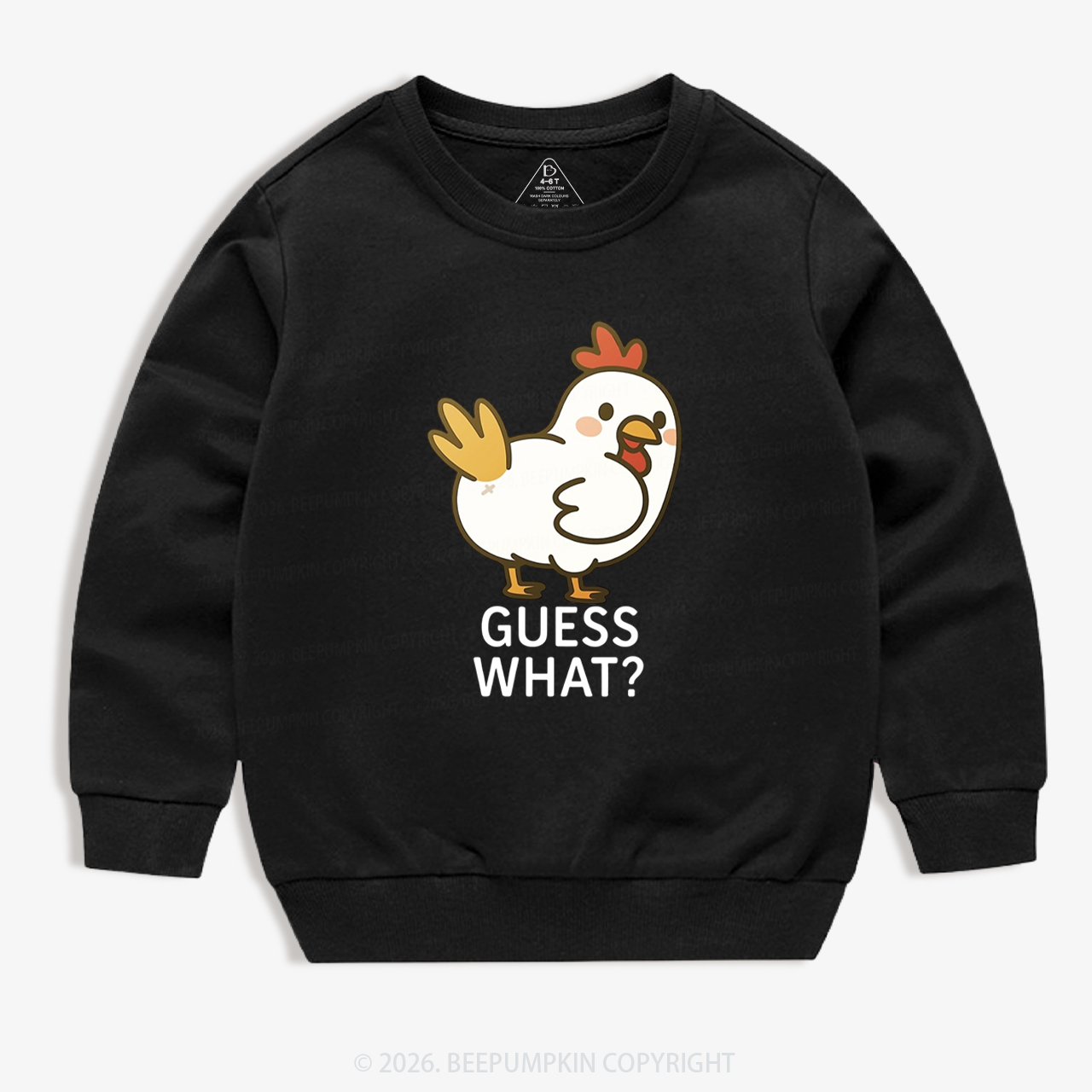 Guess What Chicken Funny Butt Joke Kid's Sweatshirt 7