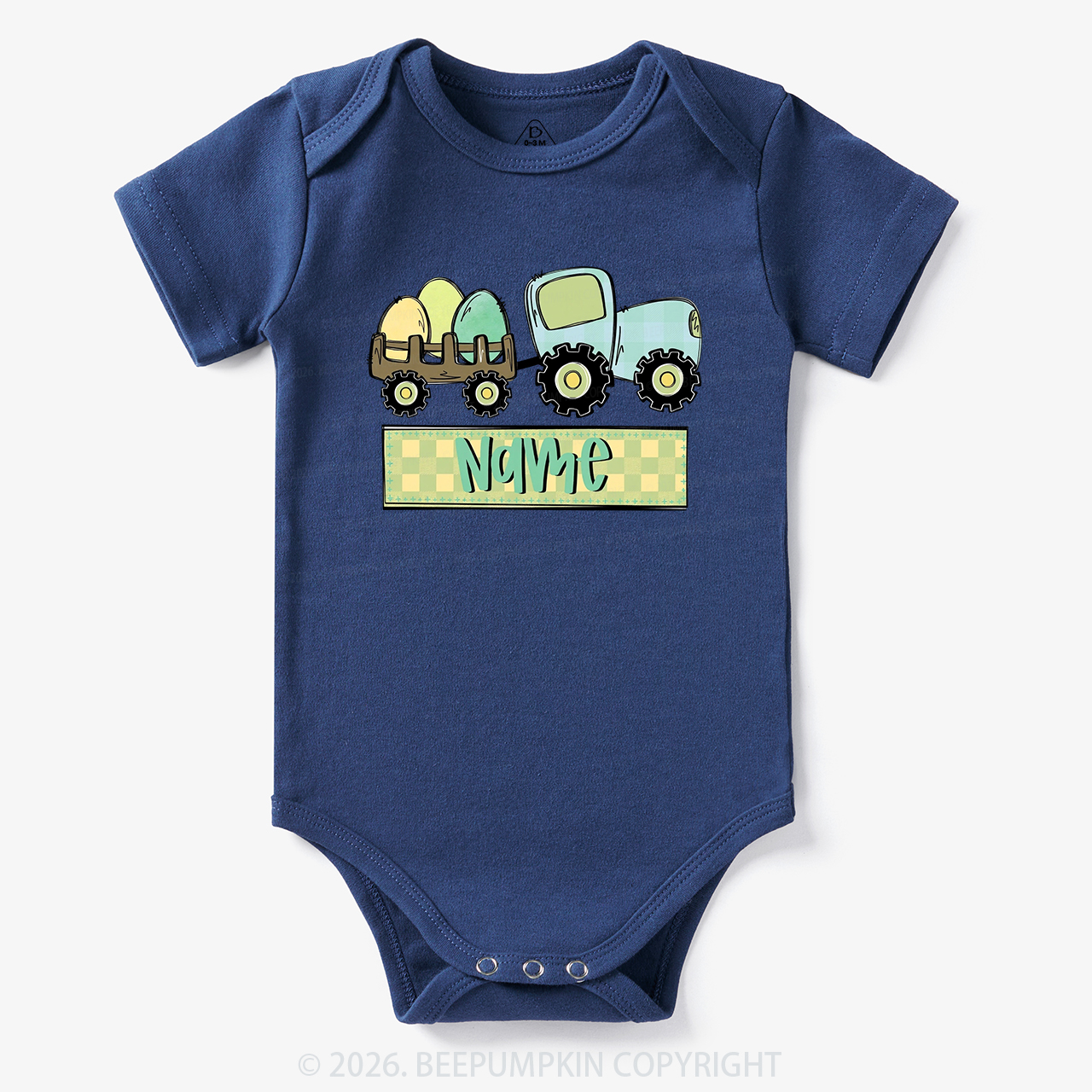 Personalized Name Easter Tractor Bodysuit