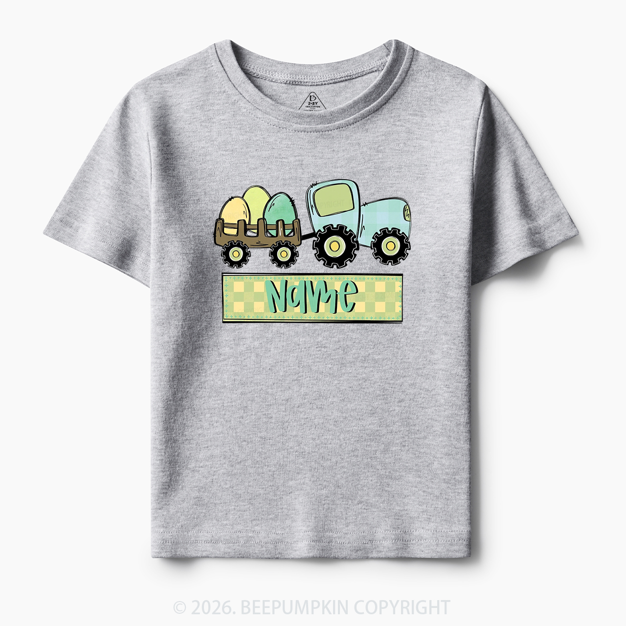 Personalized Name Easter Tractor Toddler&Kid's Tees