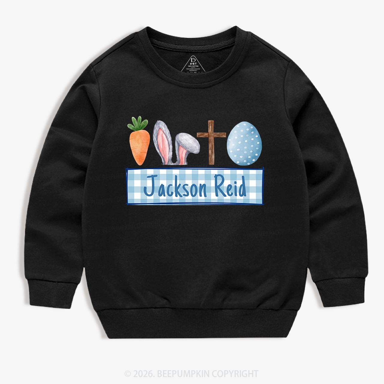 Personalized Watercolor Easter Bunny Name Kid's Sweatshirt