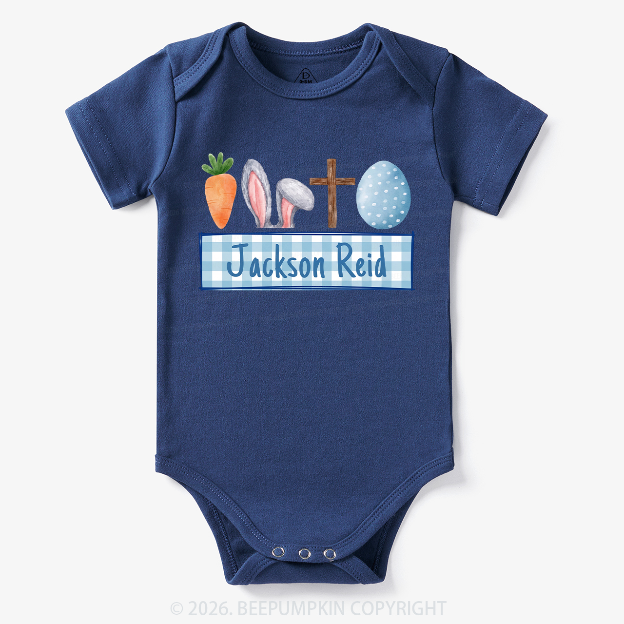 Personalized Watercolor Easter Bunny Name Bodysuit