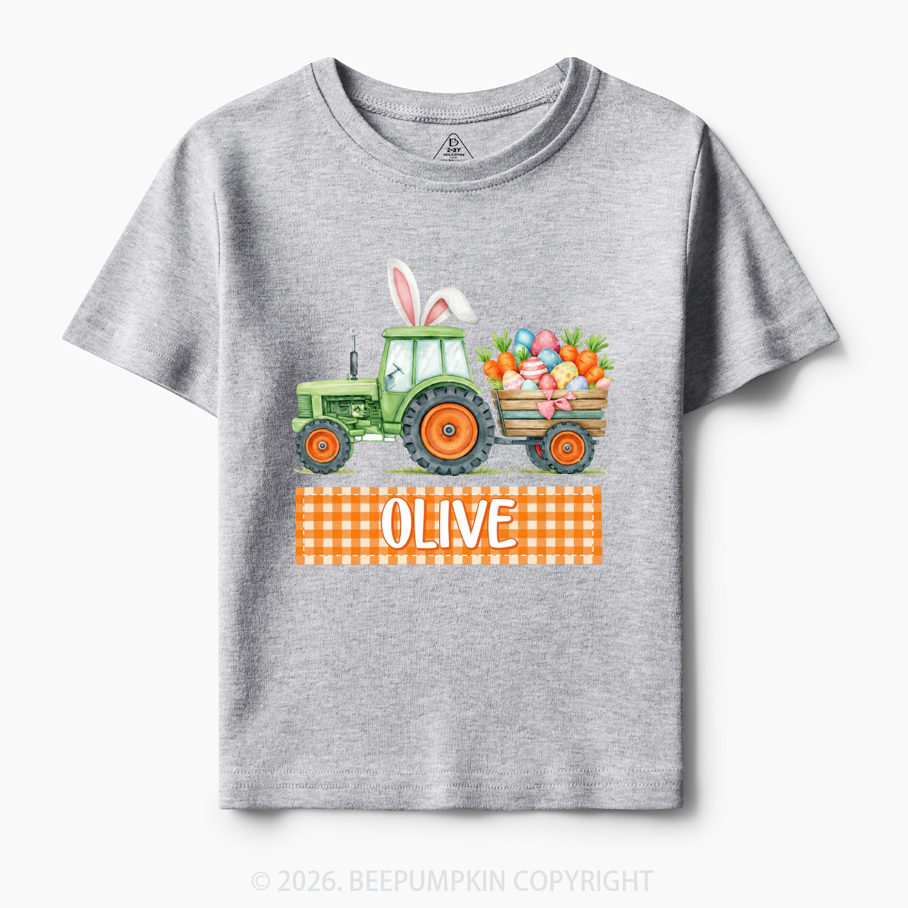 Personalized Name Easter Tractor Farm Toddler&Kid's Tees