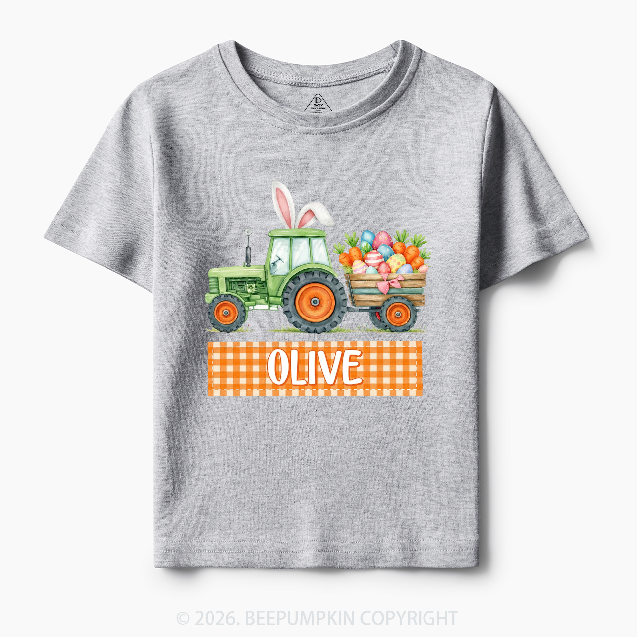 Personalized Name Easter Tractor Farm Toddler&Kid's Tees