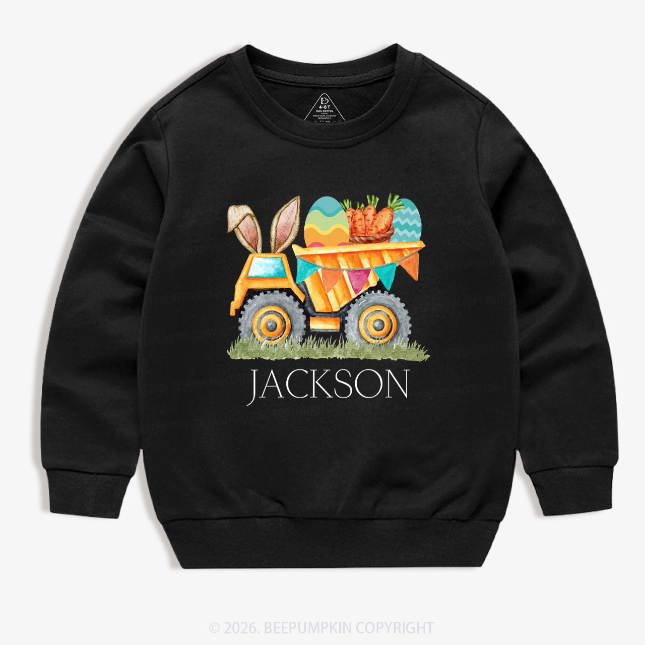 Personalized Name Easter Dump Truck Kid's Sweatshirt