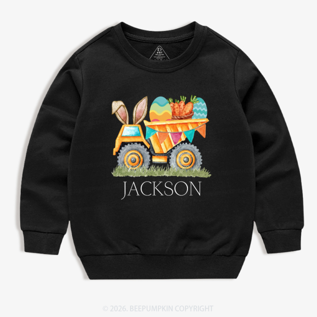 Personalized Name Easter Dump Truck Kid's Sweatshirt