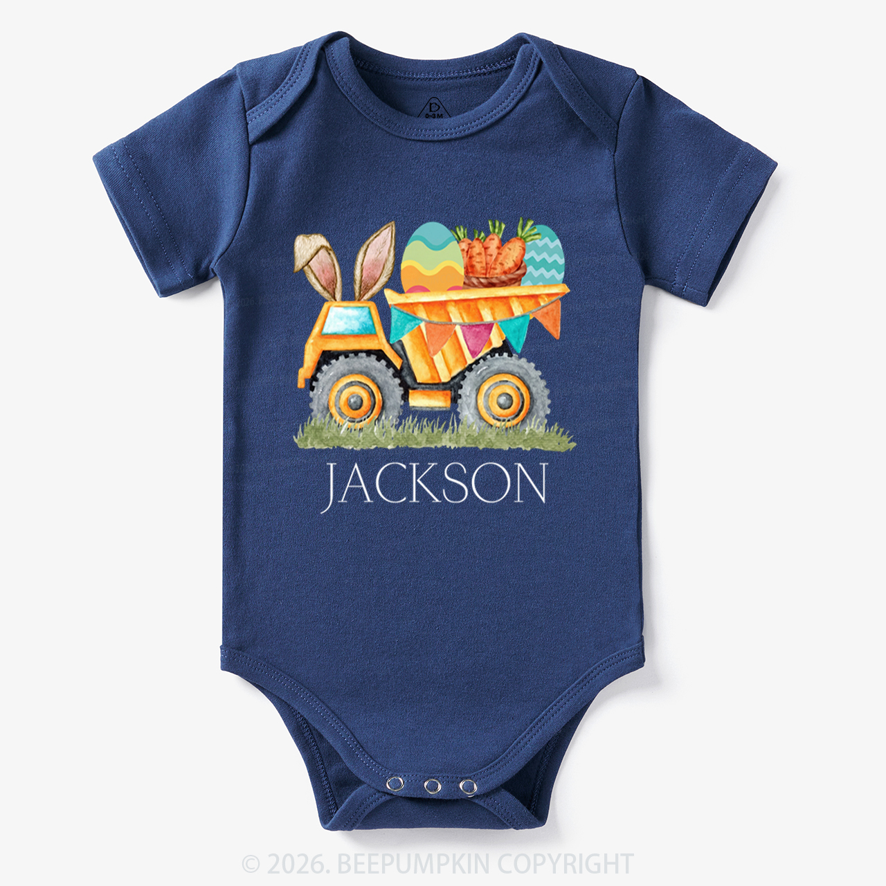 Personalized Name Easter Dump Truck Bodysuit