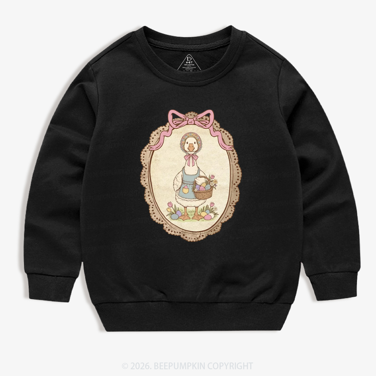 Floral Coquette Spring Easter Goose Kid's Sweatshirt