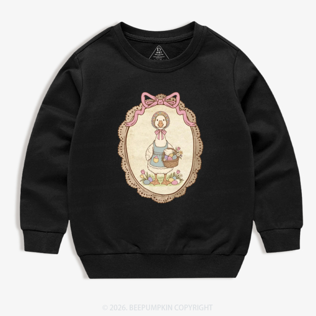 Floral Coquette Spring Easter Goose Kid's Sweatshirt