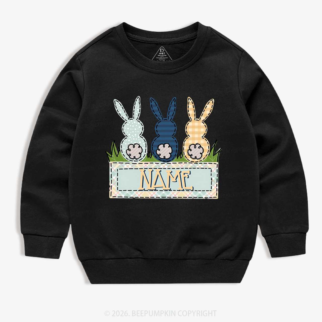 Personalized Name Easter Bunny Trio Kid's Sweatshirt
