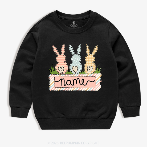 Personalized Name Easter Bunny Trio Girl Kid's Sweatshirt