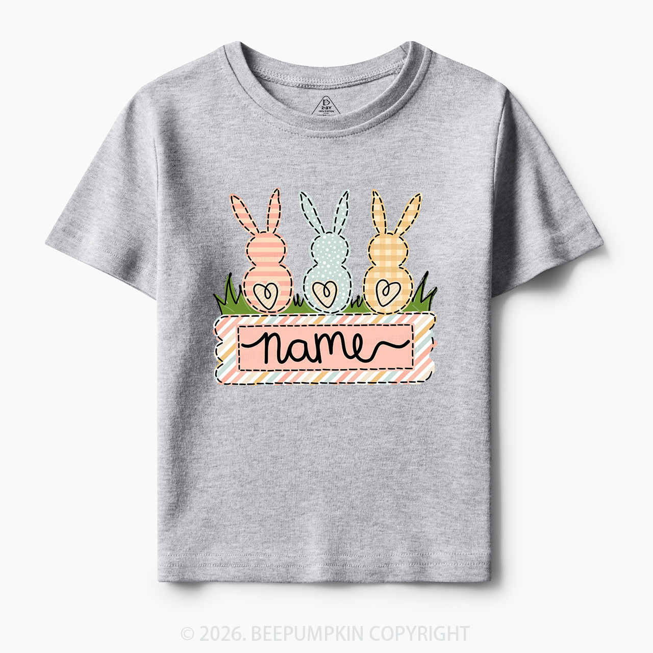 Personalized Name Easter Bunny Trio Girl Toddler&Kid's Tees