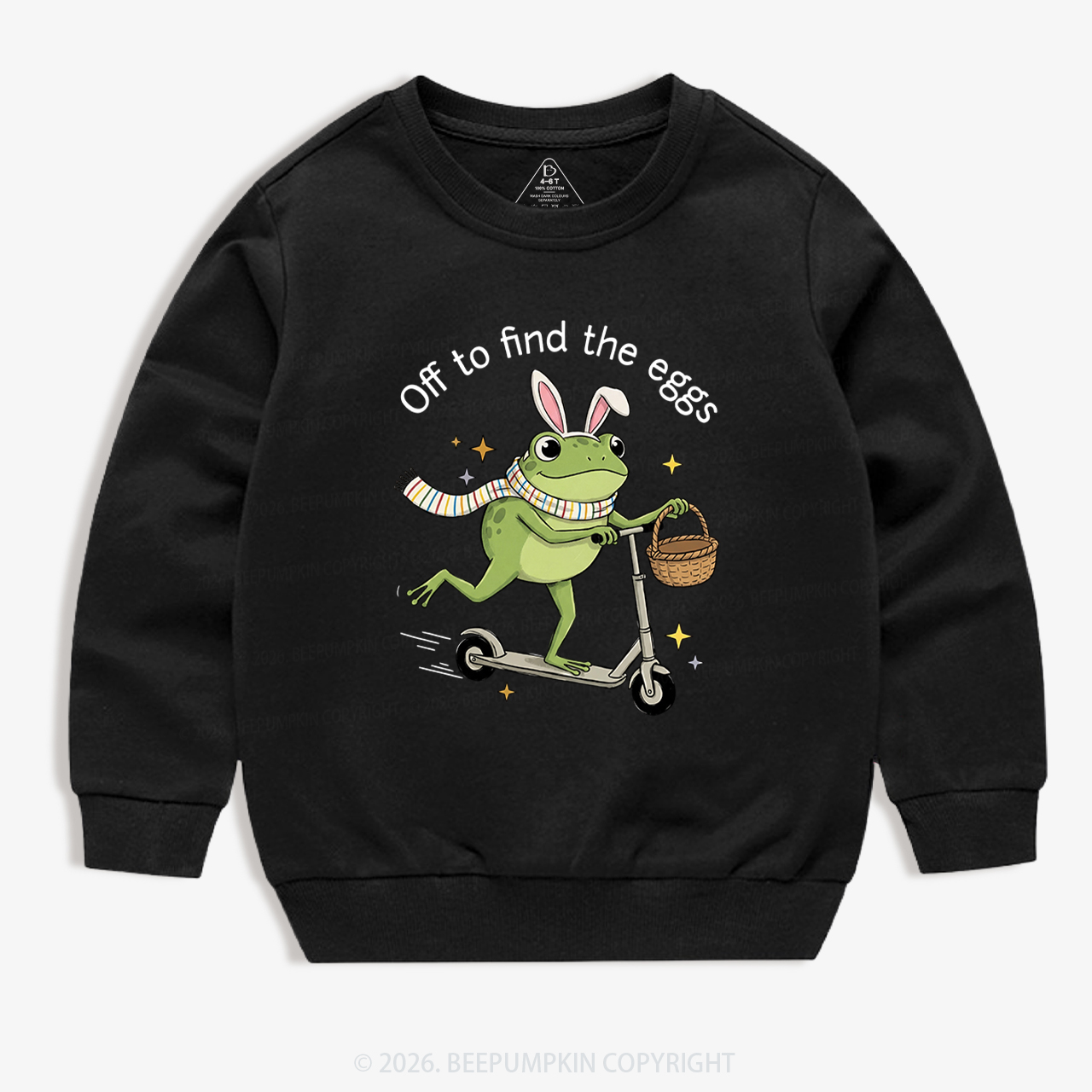 Funny Frog on Scooter Easter Egg Kid's Sweatshirt 7