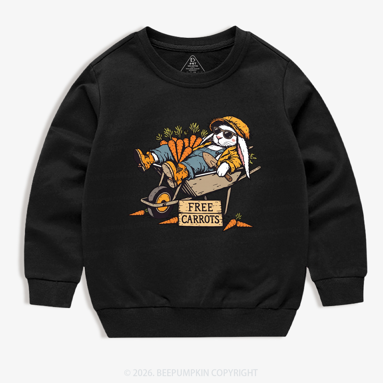 Cool Bunny Free Carrots Easter Kid's Sweatshirt