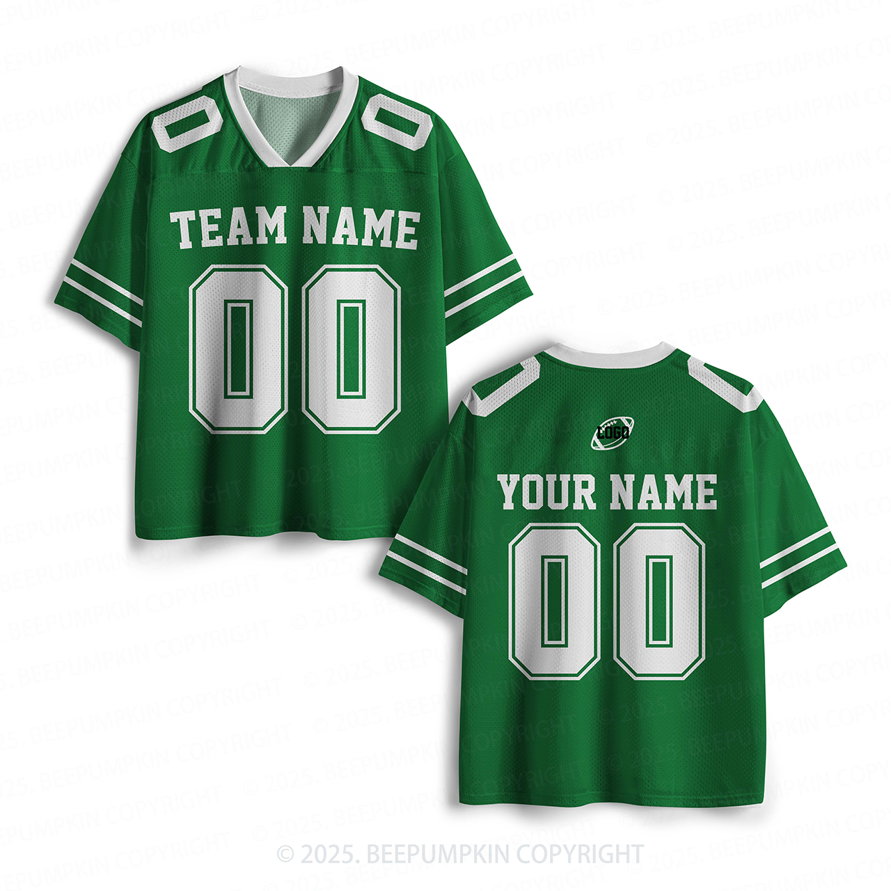 Personalized Team Name & Number Green Toddler&Kid's Sport Jersey Beepumpkin