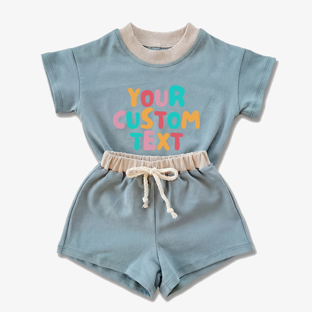 Personalized Colorful Name Baby Short Sleeve Tee and Shorts Sets