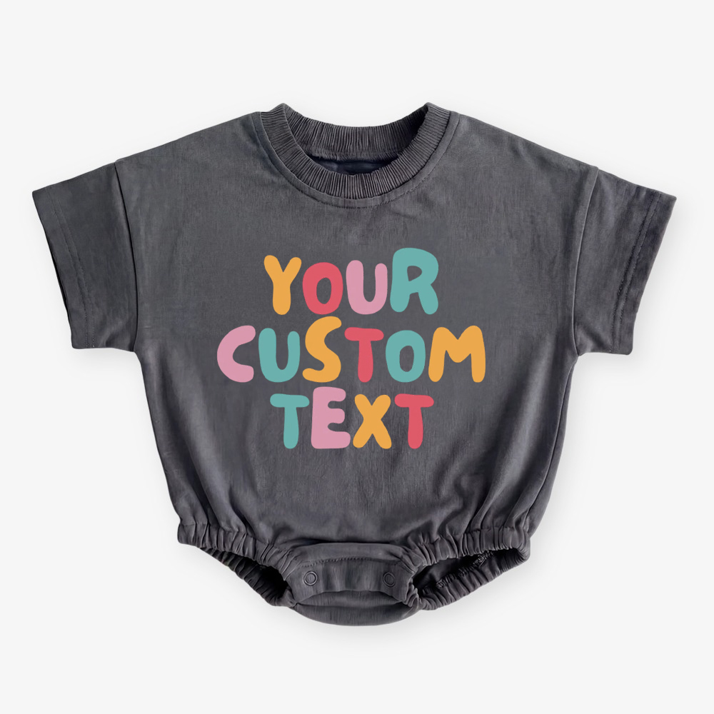 Personalized Colorful Name Short Sleeve Baby Bubble Romper