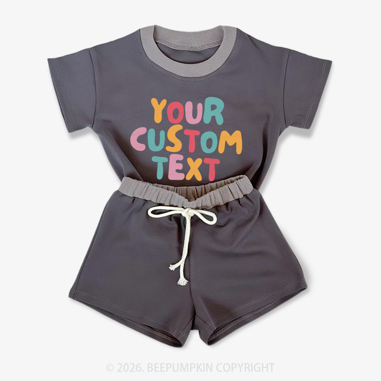 Personalized Colorful Name Baby Short Sleeve Tee and Shorts Sets