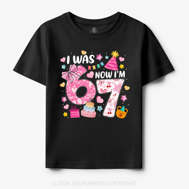 I Was 6 Now I'm 7 Birthday Coquette Bow Toddler&Kid's Tees