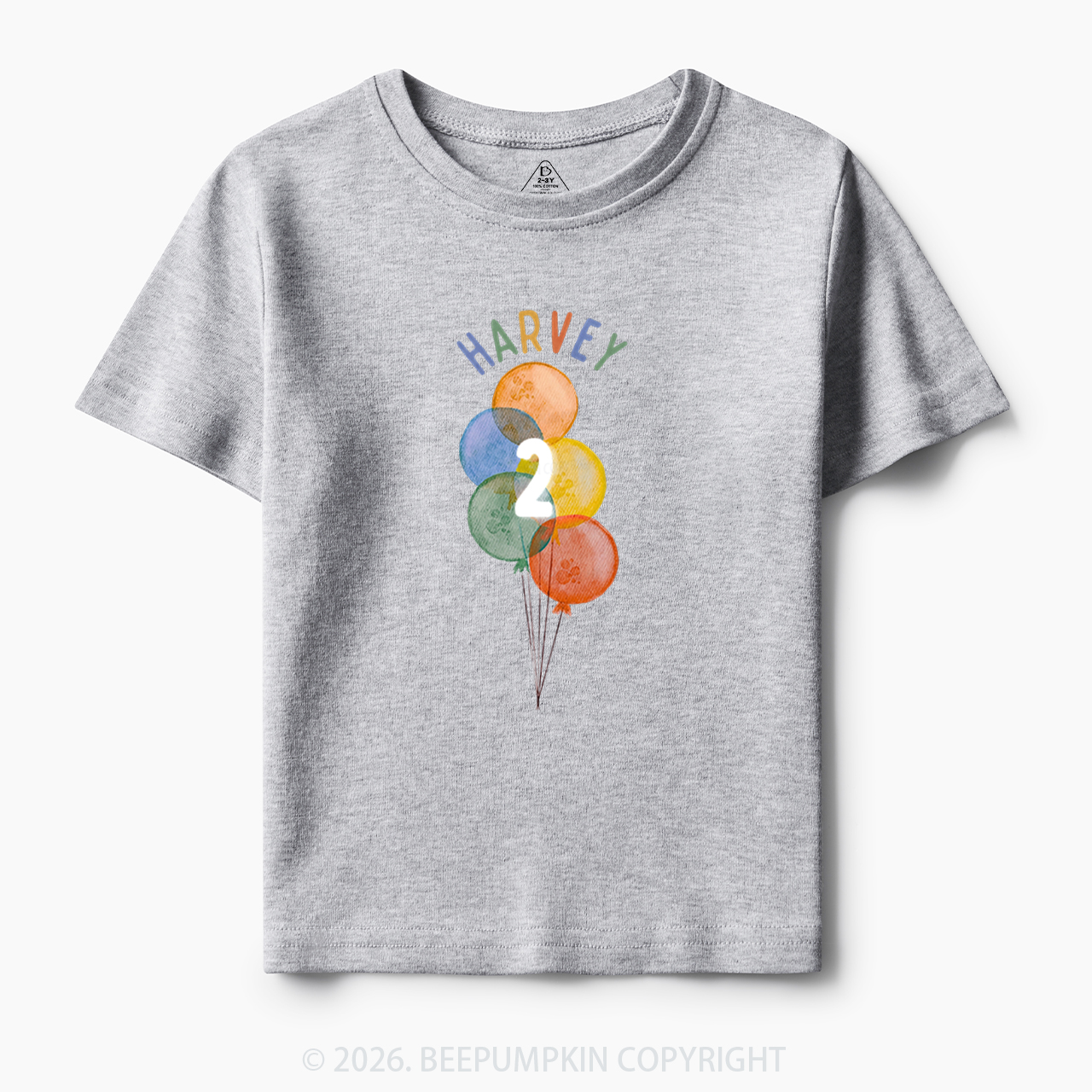 Personalized Rainbow Balloon Birthday Toddler&Kid's Tees