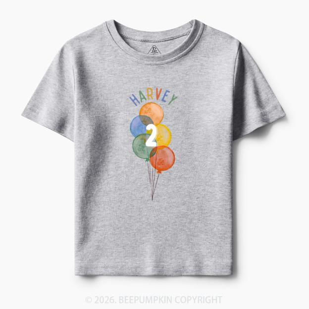 Personalized Rainbow Balloon Birthday Toddler&Kid's Tees