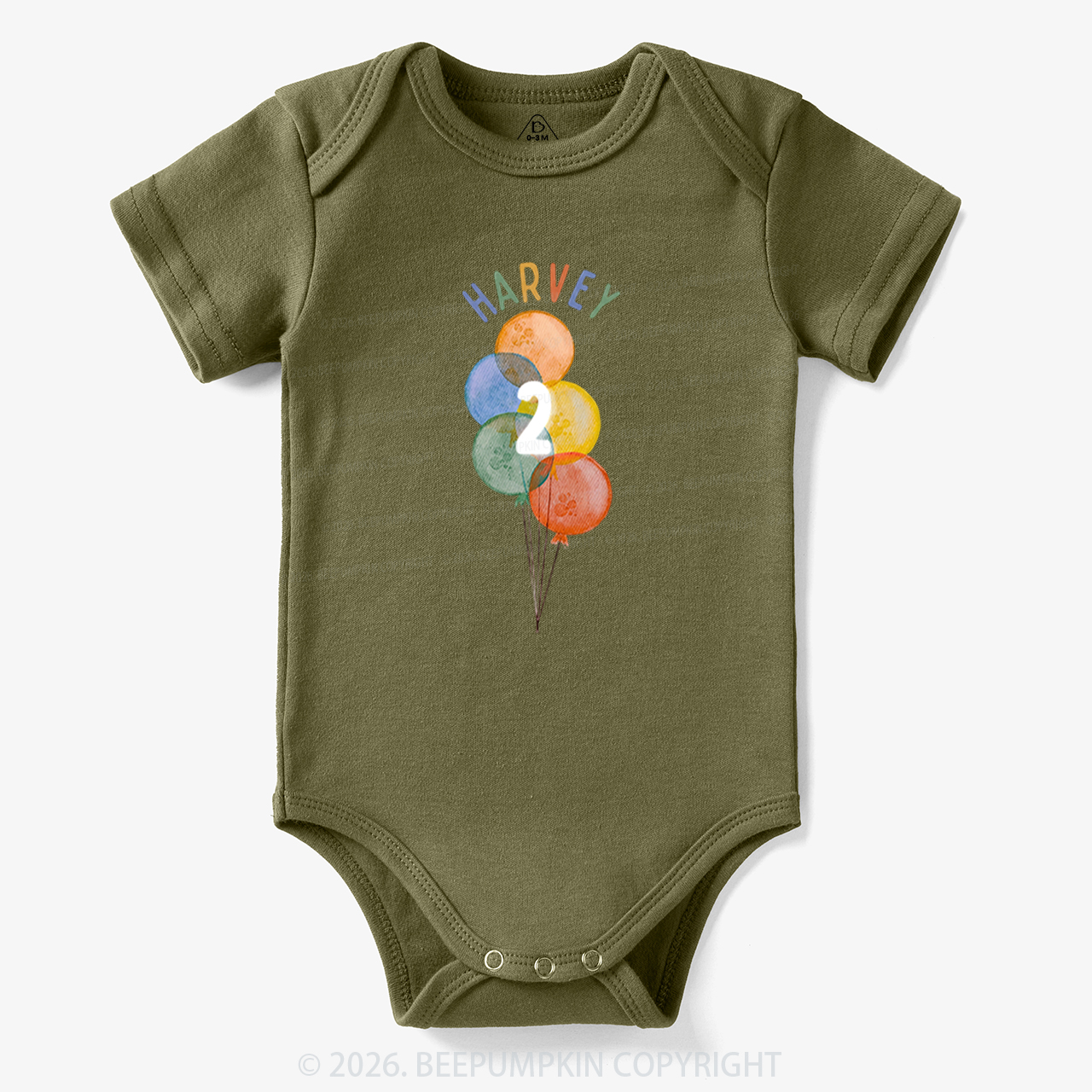 Personalized Rainbow Balloon Birthday Bodysuit