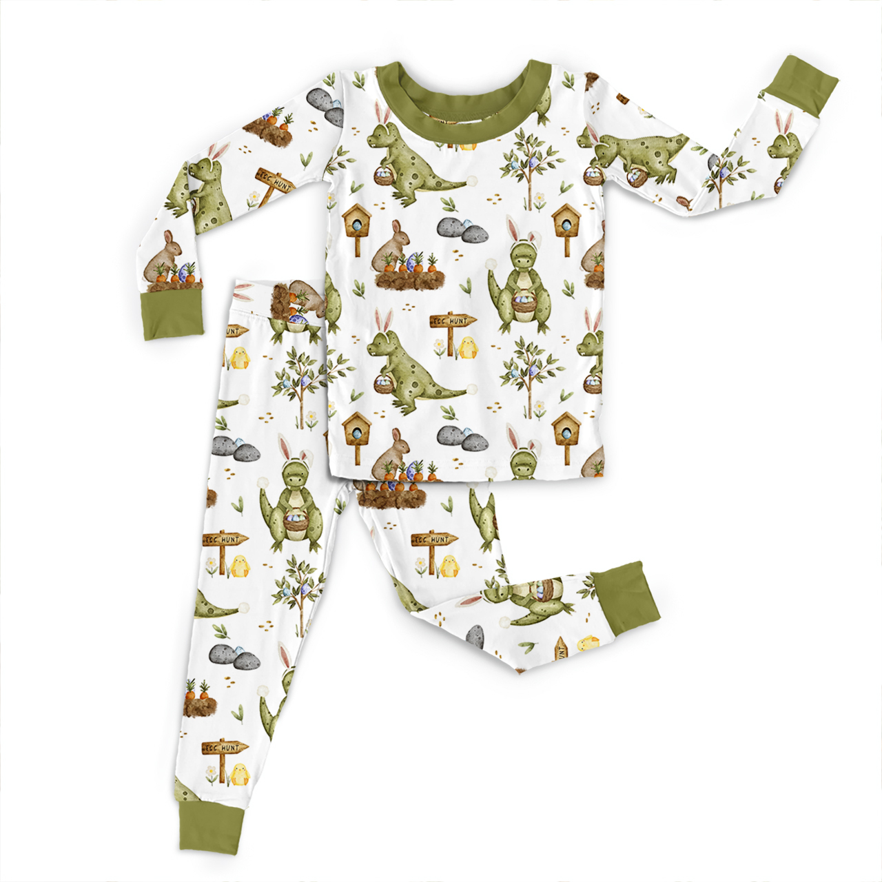 Dinosaur Easter Egg Two-Piece Pajama Set For Kids