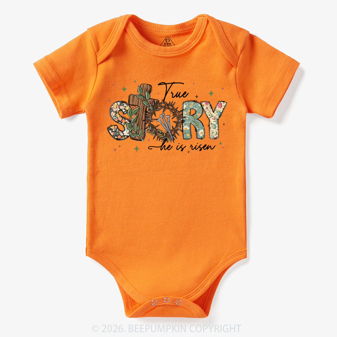 True Story He Is Risen Retro Easter Bodysuit