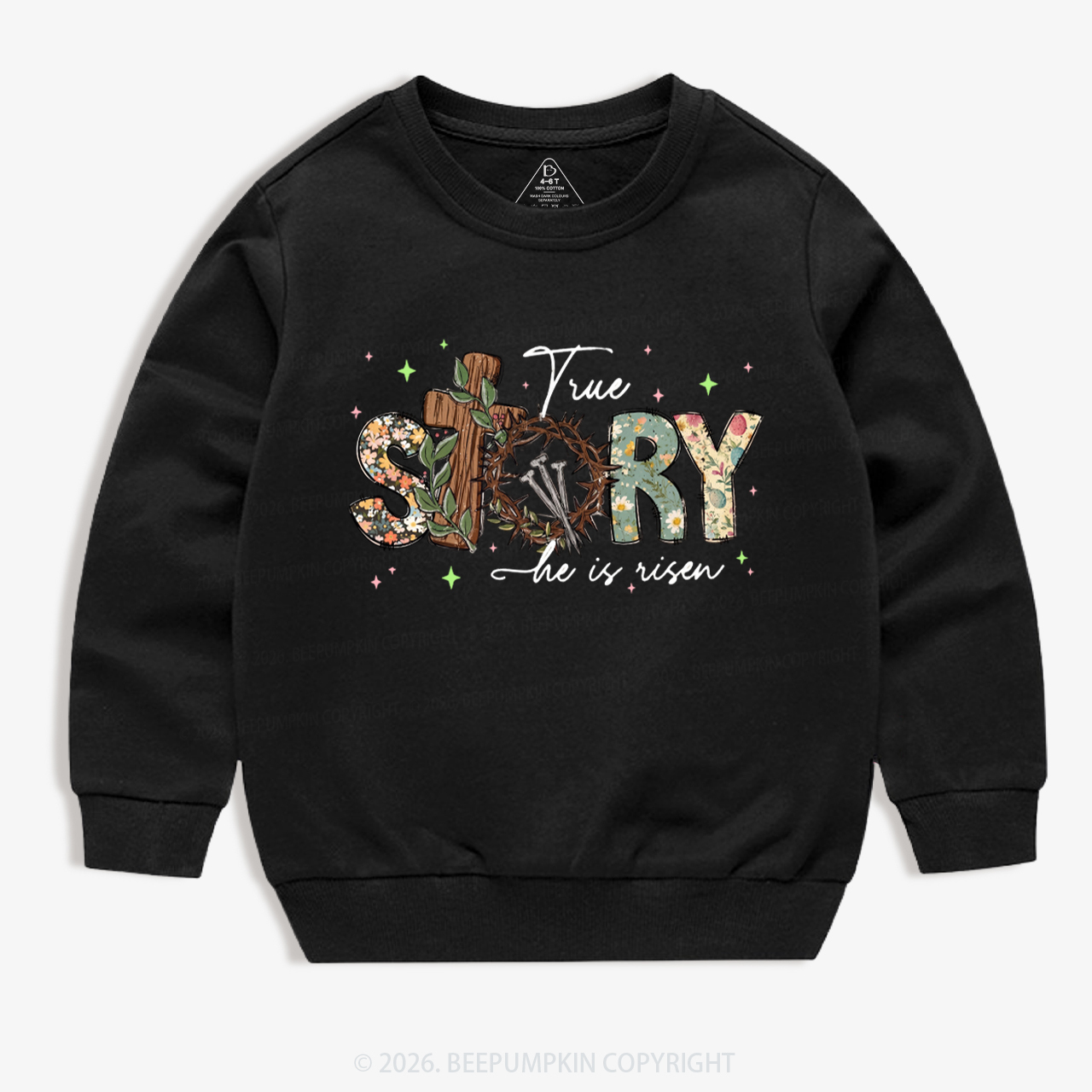 True Story He Is Risen Retro Easter Kid's Sweatshirt