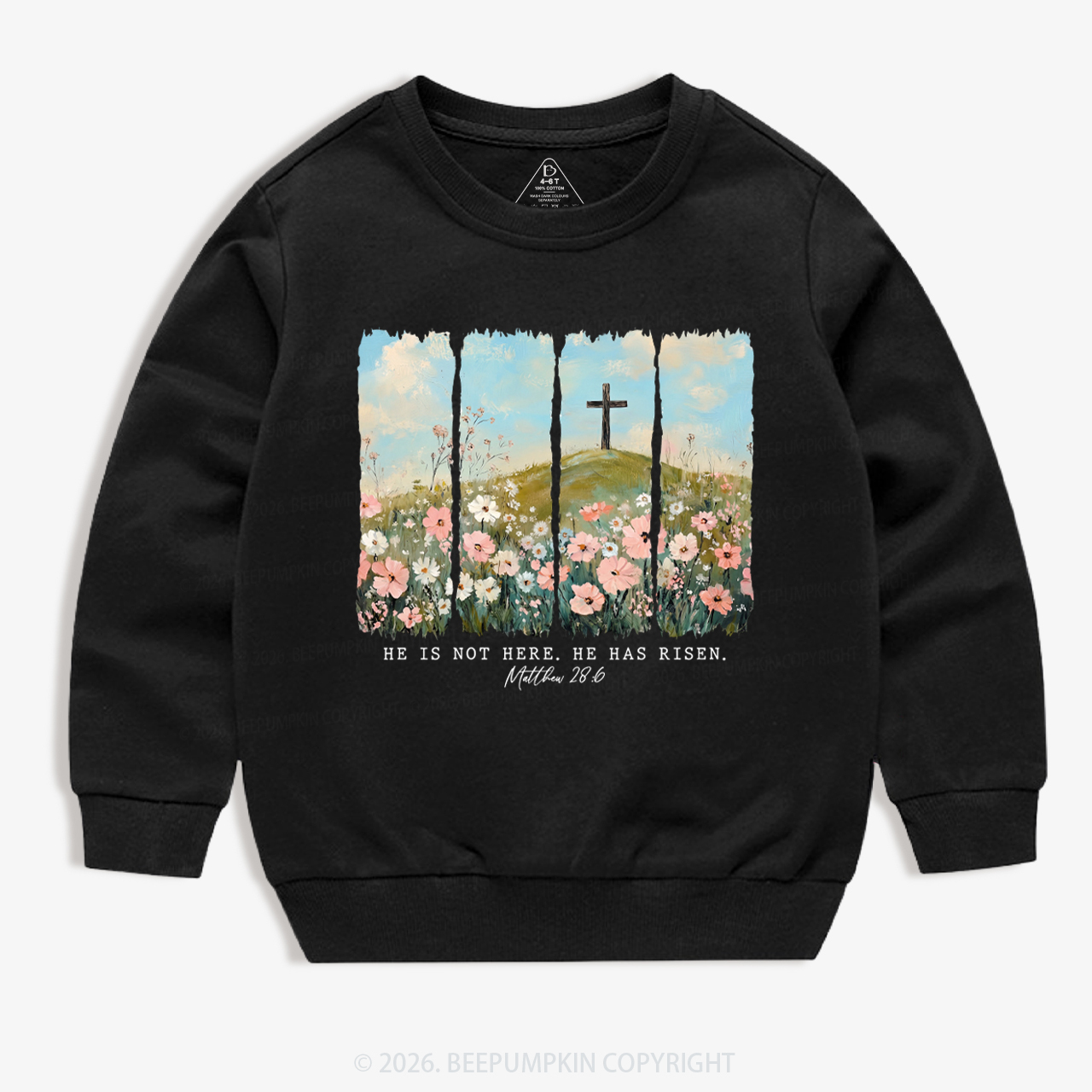 He is Risen Wildflower Spring Easter Kid's Sweatshirt