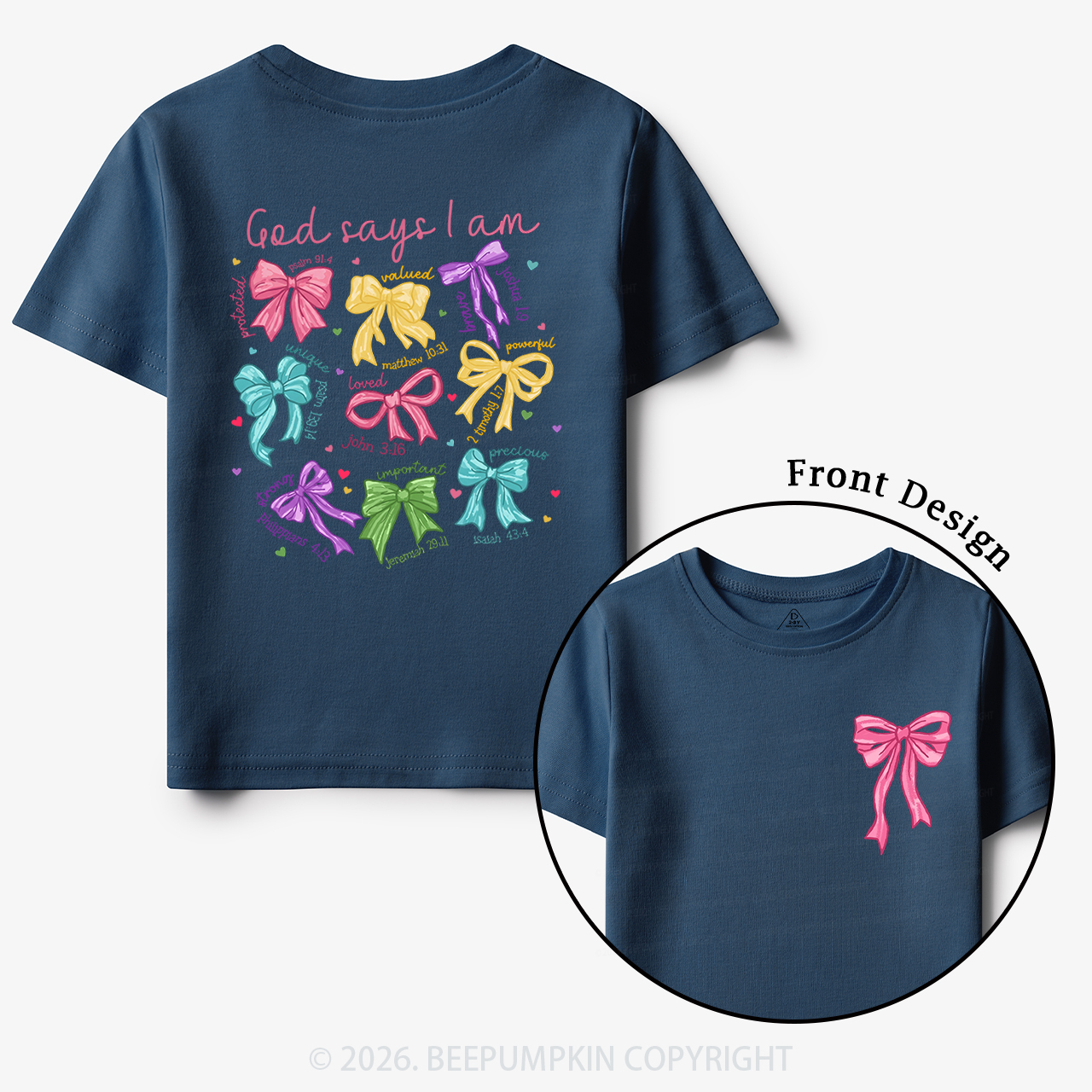 God Says I am Coquette Pink Bows Toddler&Kid's Tees