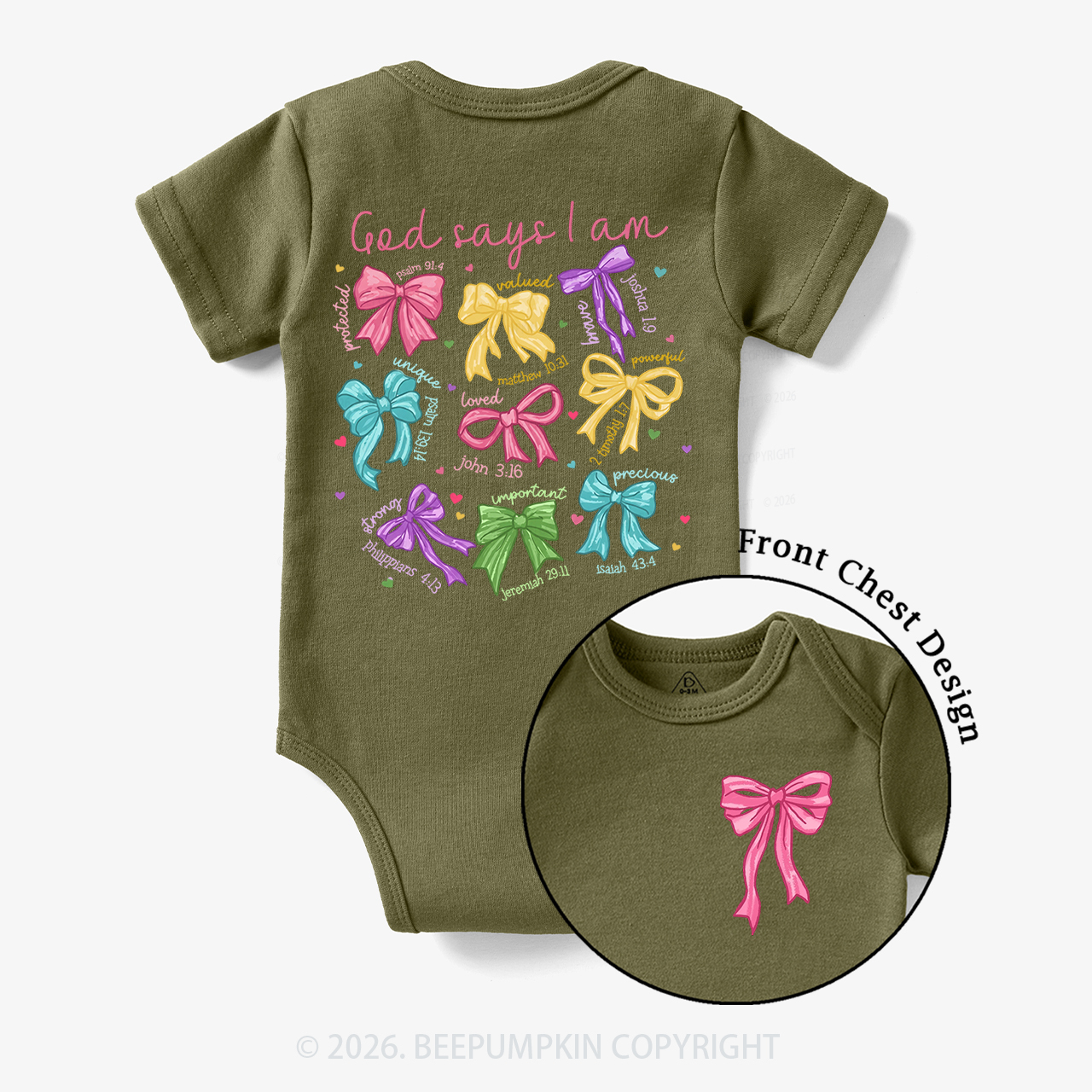 God Says I am Coquette Pink Bows Bodysuit