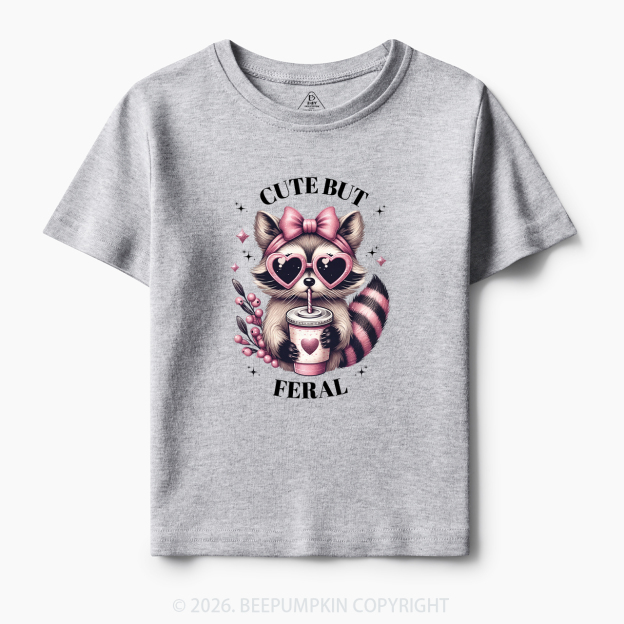 Cute But Feral Funny Raccoon Toddler&Kid's Tees